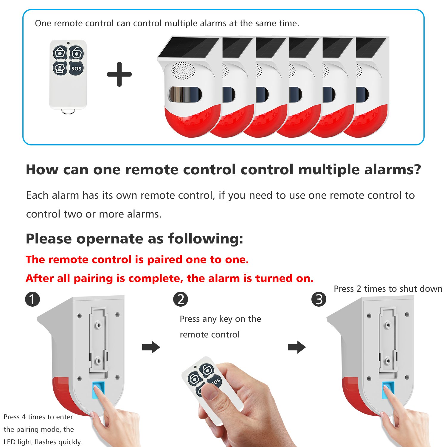 2in1 WiFi Tuya Smart Remote Control Outdoor Charging Security Sound Alarm Detector Sensor Farm Garden Solar Infrared Siren