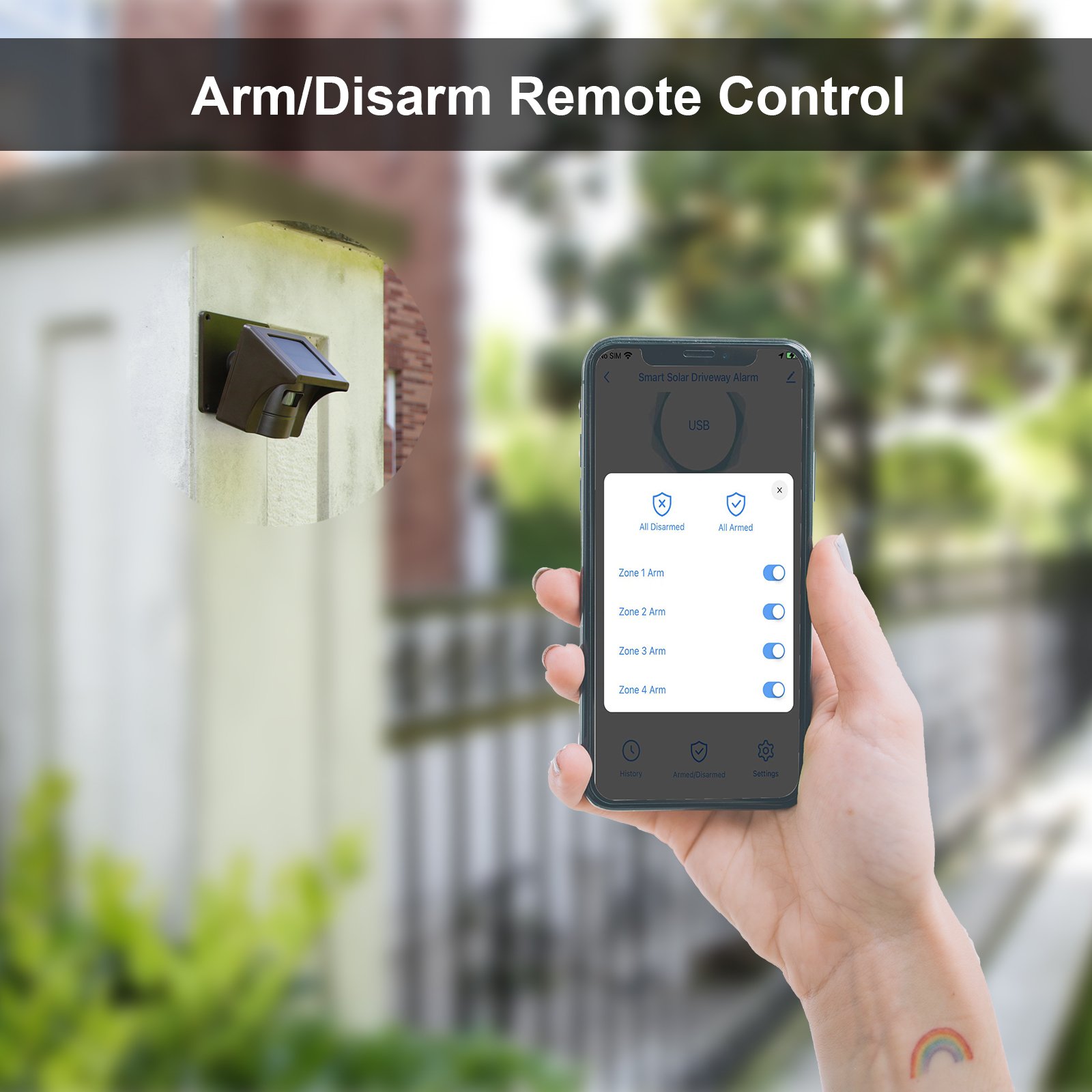 eMACROS 1/2 Mile Wireless WIFI Motion Sensor Home Security Solar Infrared Alarm APP Control Driveway Alarm