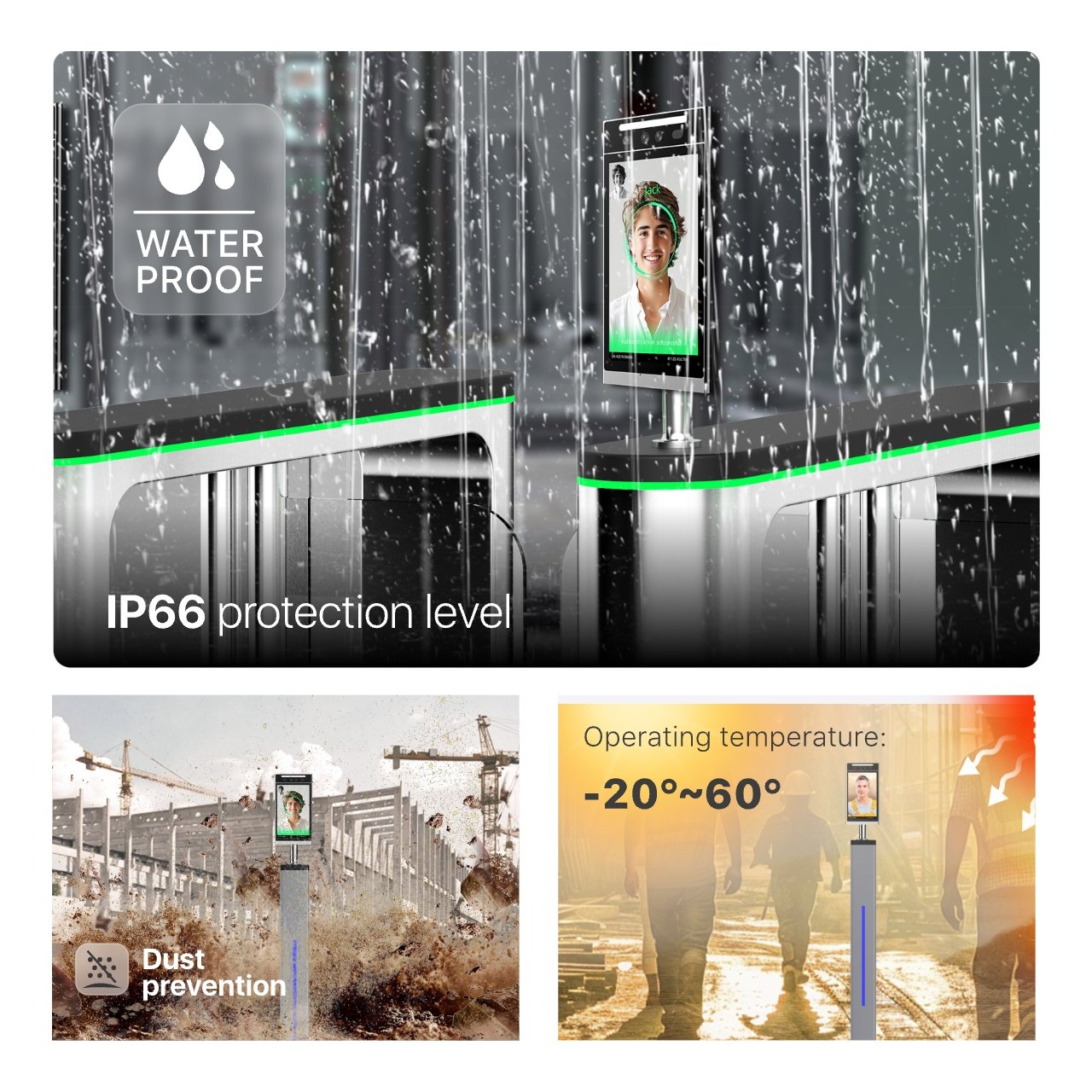 VF206 IP66 Waterproof Android Face Recognition Terminal 8-inch Touch Screen Access Control Device Biometric Access