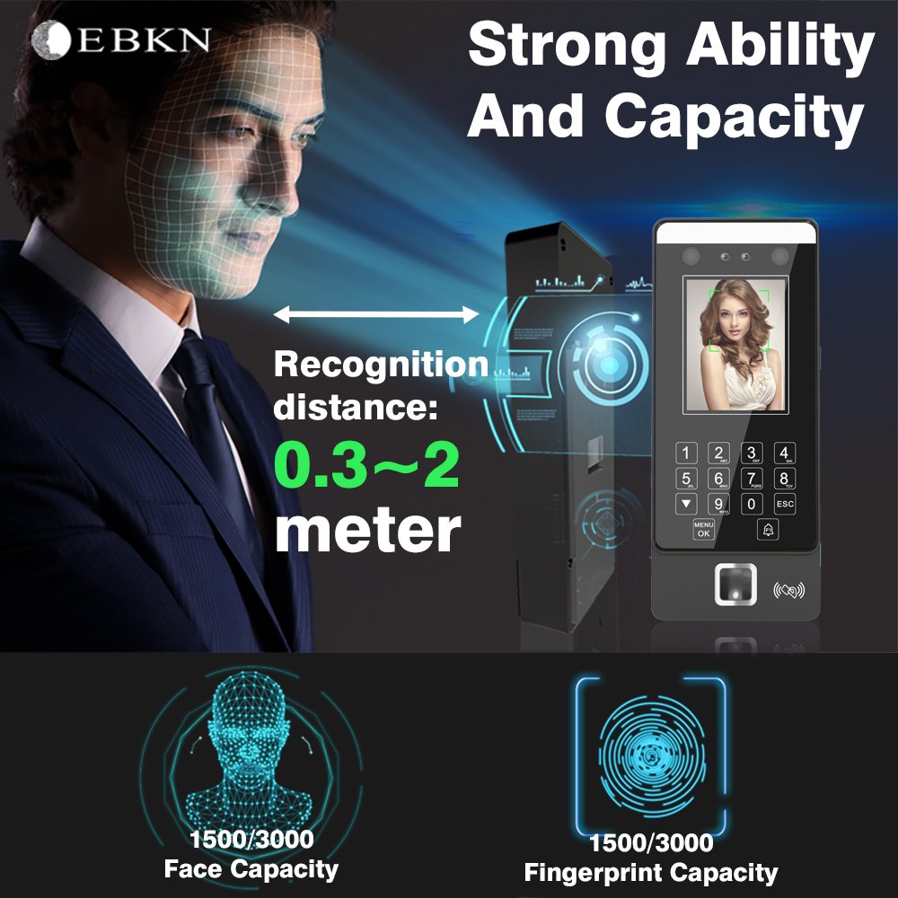 EBKN Face Scanner Fingerprint Sensor CCTV Based School Attendance Machine Access Control Door Access Control System