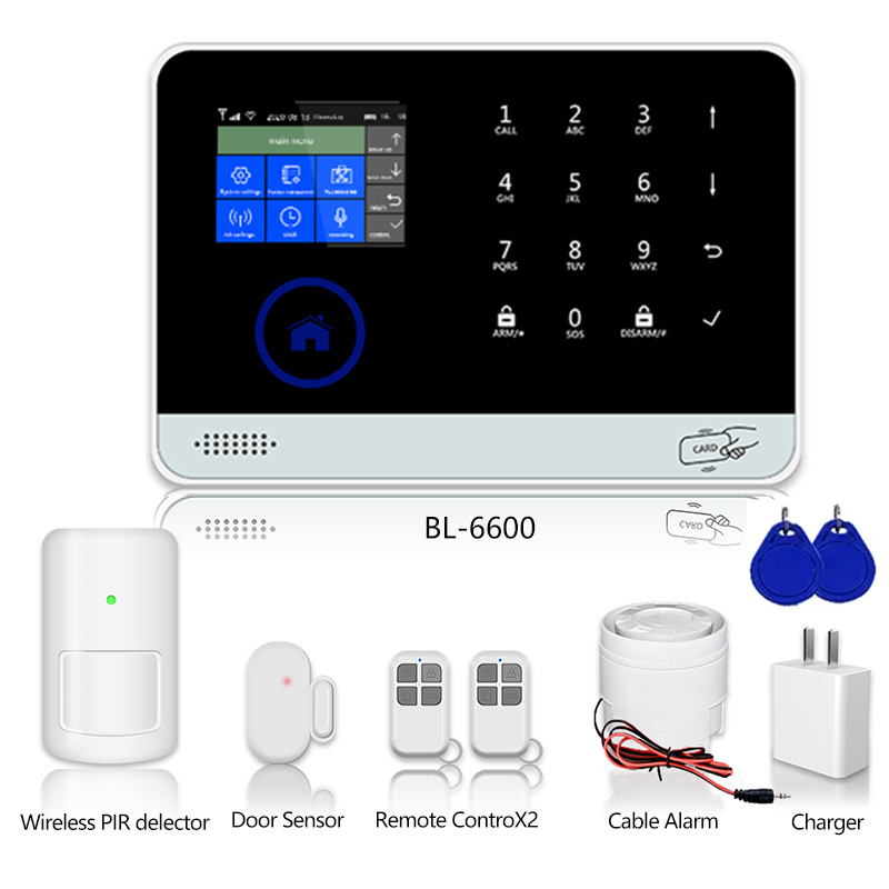 Tuya APP 4G/3G WIFI 16 languages wireless house alarm kit home alarm system with sos/panic/emergency button