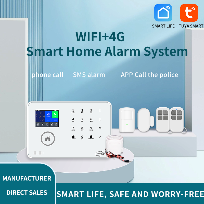 Tuya APP 4G/3G WIFI 16 languages wireless house alarm kit home alarm system with sos/panic/emergency button