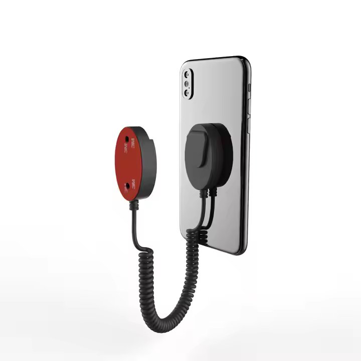 Square Retractable Anti-Theft Mobile Phone Security Display Stand Spring Pull Wire Box with Side Opening Alarm Systems