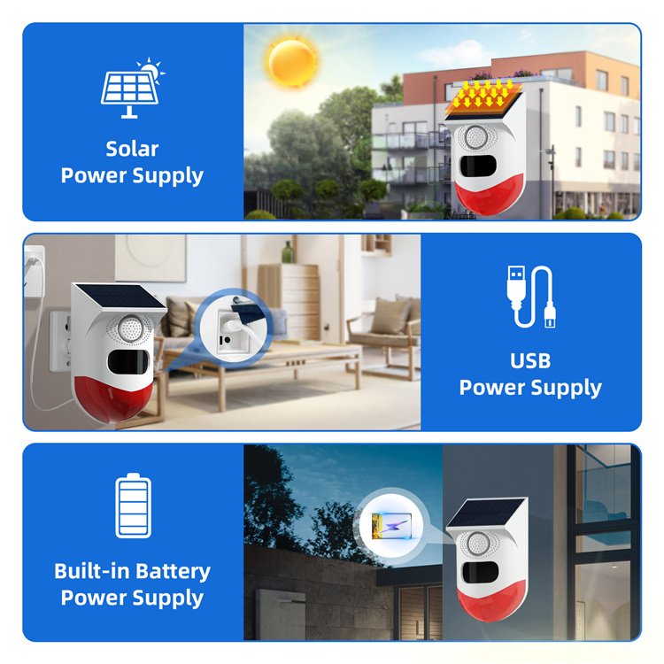 Hot Sale Home Security Tuya Wireless Burglar Intruder Alarm PIR Motion Sensor Waterproof IP65 Infrared wifi outdoor solar alarm