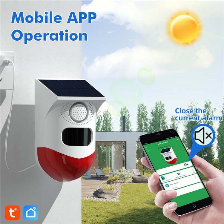Hot Sale Home Security Tuya Wireless Burglar Intruder Alarm PIR Motion Sensor Waterproof IP65 Infrared wifi outdoor solar alarm