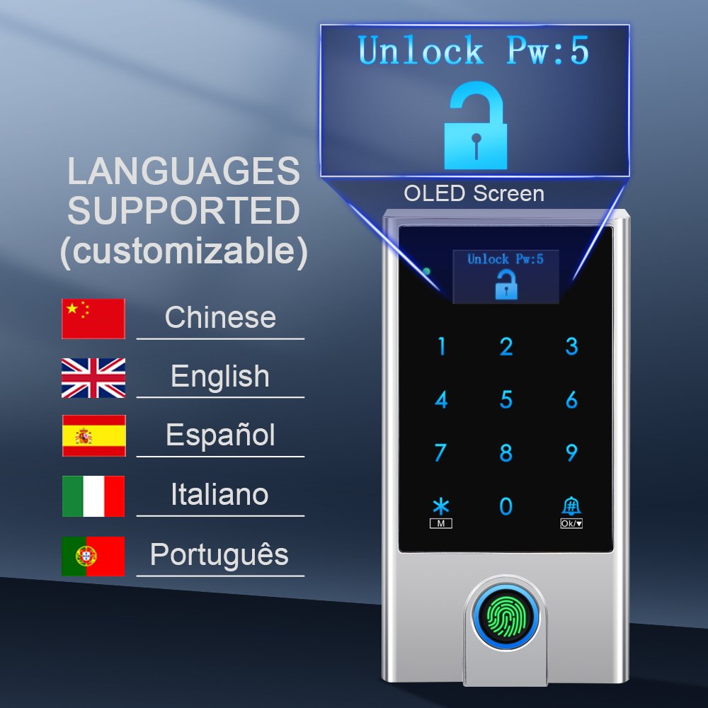OEM/ODM Tuya WiFi Smart Fingerprint Biometric Keypad RFID Reader APP Unlock Access Control for Home Security System