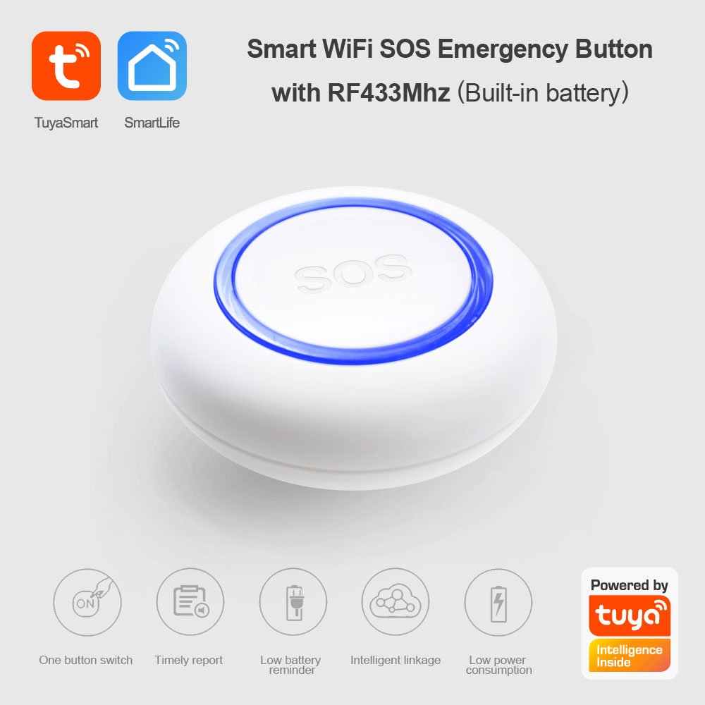 Tuya Smart Life Remote Control Tuya Smart Wifi SOS Button Sensor Alarm for Children Elderly Emergency Alarm PST-WE571