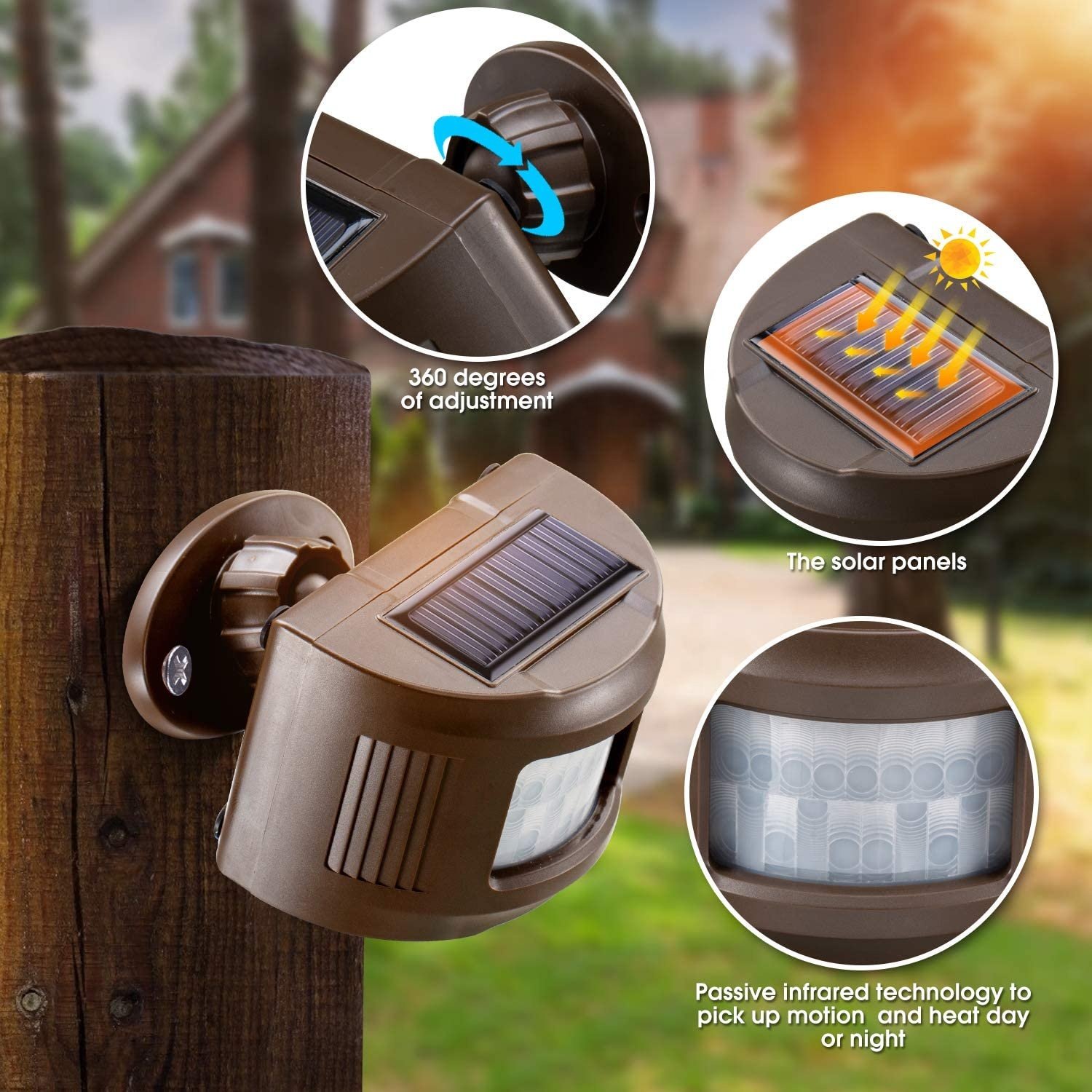Solar Driveway Alarm Wireless Sensor System Weatherproof Security Outdoor With PIR Motion Sensor