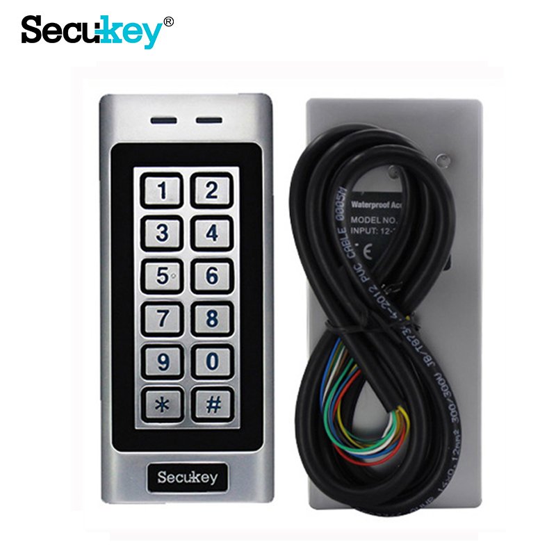 Secukey Cheap K4 standalone waterproof backlit digital keypad door reader 13.56MHz mifare card rfid metal case access control