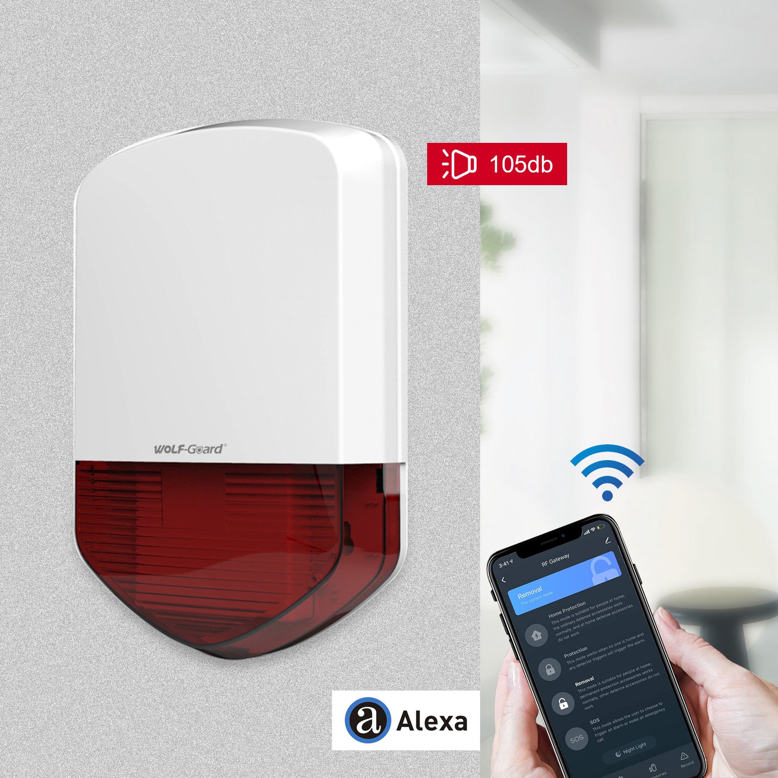 Portable Strobe Warning Siren piezo alarm horn and strobe siren Alert security system and alarm for home