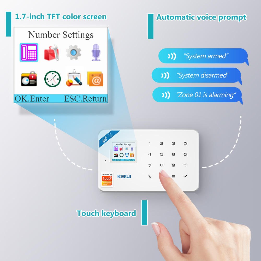 2024 New W184 4G WIFI GSM Home Security Alarm System with Alexa Home Tuya Smart Camera Wireless Door Sensor Burglar Alarm Kit