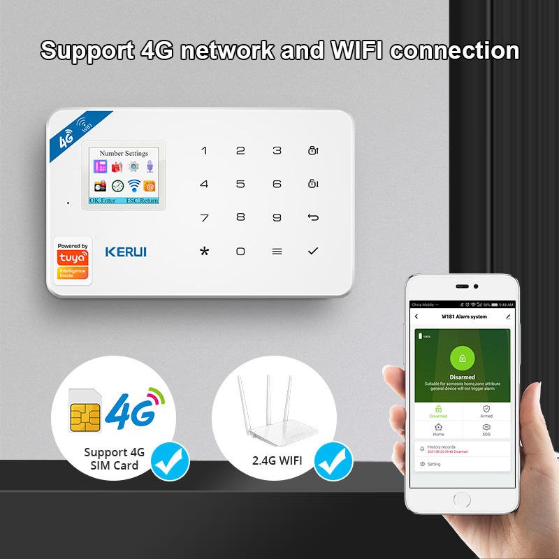 2024 New W184 4G WIFI GSM Home Security Alarm System with Alexa Home Tuya Smart Camera Wireless Door Sensor Burglar Alarm Kit