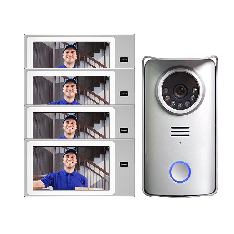 Lermom 7 Inch Smart doorbell Intercom System 4 Wire Video Door Phone With Rain Cover 1 V 1 Set for Home Security of villa