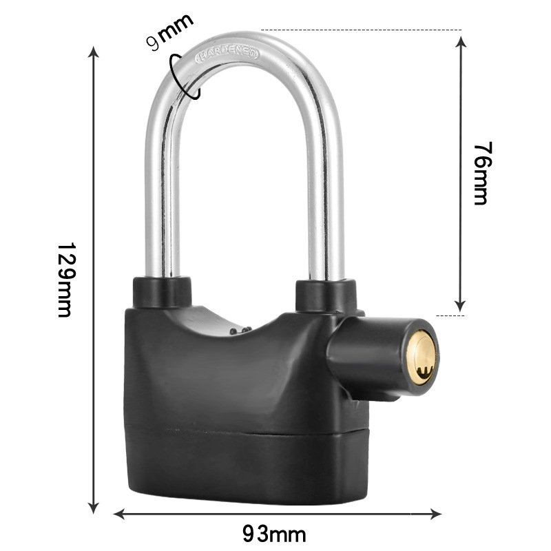 Wholesale High Decibel Custom 110db alarm Padlock Anti-theft Heavy Duty Key Padlock Motorcycle alarm Padlock