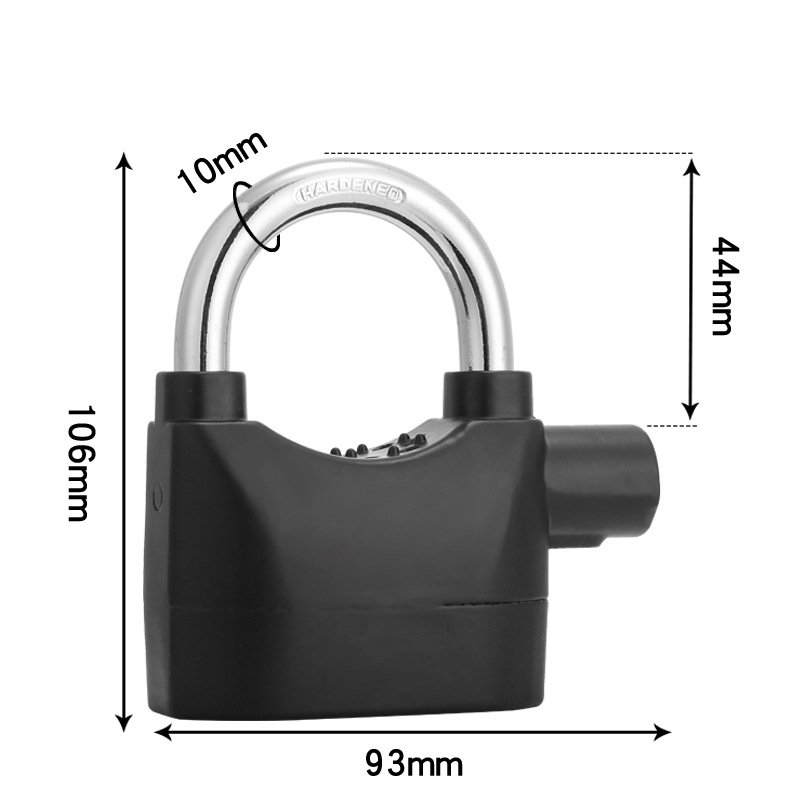Wholesale High Decibel Custom 110db alarm Padlock Anti-theft Heavy Duty Key Padlock Motorcycle alarm Padlock