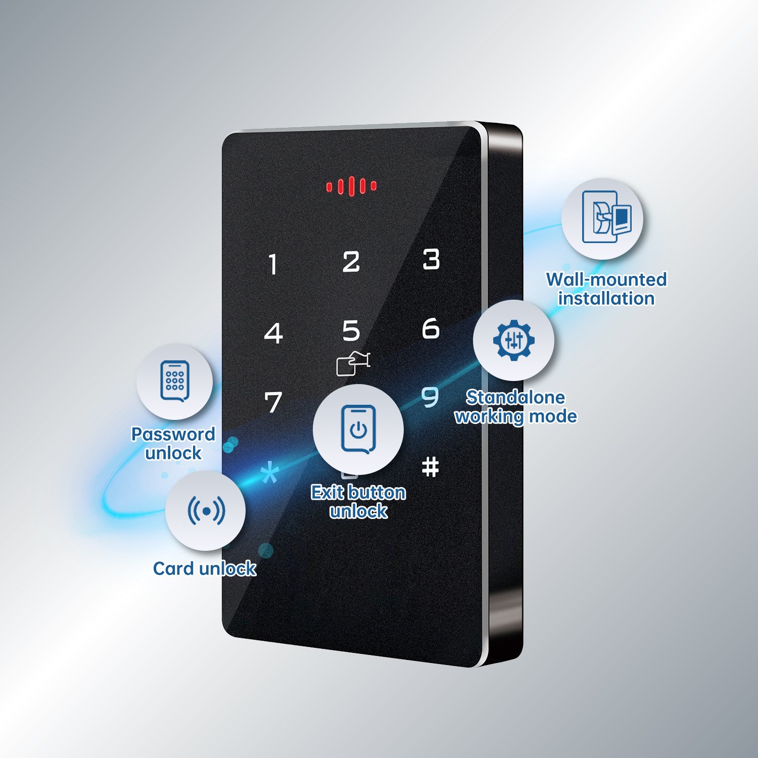 Trudian Wall Mount Access Control System ID Card Unlocking Touch Buttons Independently Working Gate Access Control System