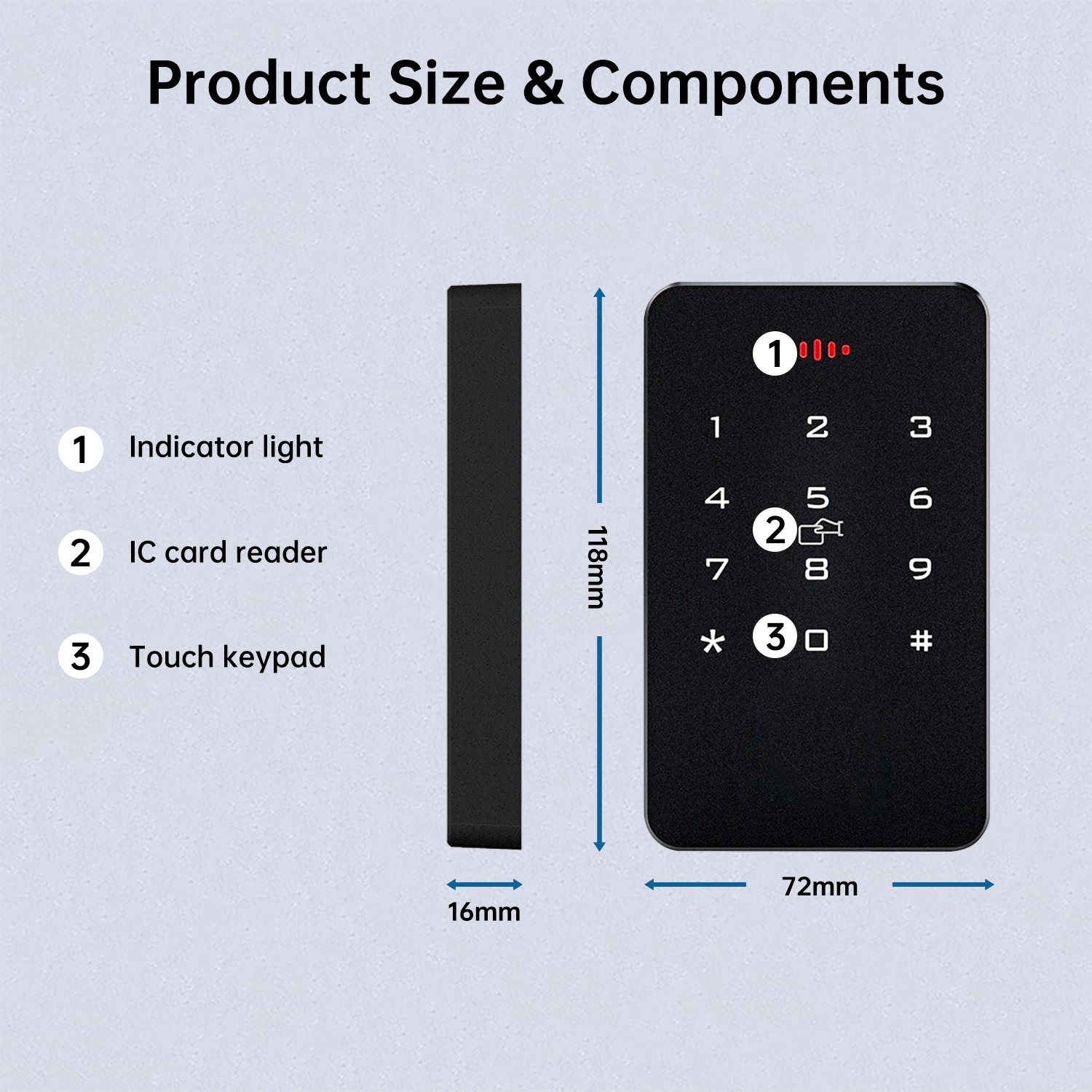 Trudian Wall Mount Access Control System ID Card Unlocking Touch Buttons Independently Working Gate Access Control System