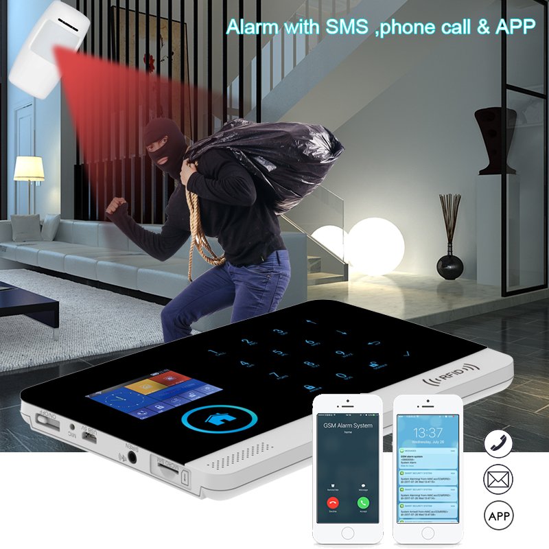 Tuya Smart Life Touch Keyboard WIFI 4G Alarm System GSM Home Burglar Security 433MHz 99 Wireless Zone APP Control