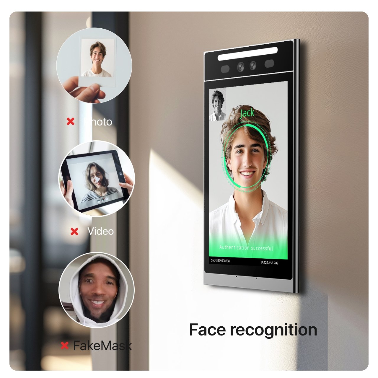 COOLCODE VF205/RS485 IP66 Waterproof Android Terminal with Night Vision 8-Inch Touch Screen Face Recognition Access