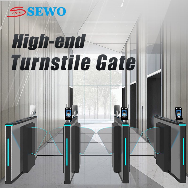SEWO High-end Automatic Biometric Access Control High Speed Flap Security Turnstile Barrier Gate for Visitor Entrance Access