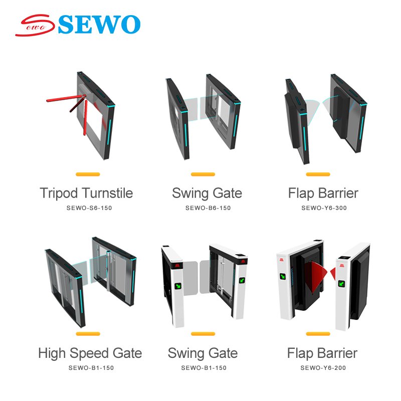 SEWO High-end Automatic Biometric Access Control High Speed Flap Security Turnstile Barrier Gate for Visitor Entrance Access