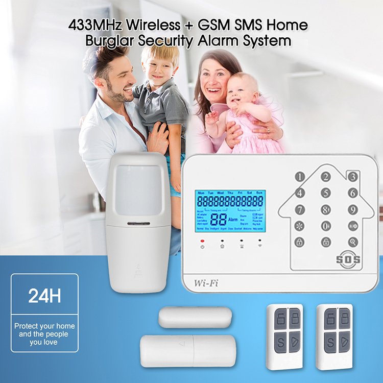 Tuay Smart Home Product 433MHz Wireless + GSM SMS Home Burglar Security Alarm System With TFT Screen Touch Keypad