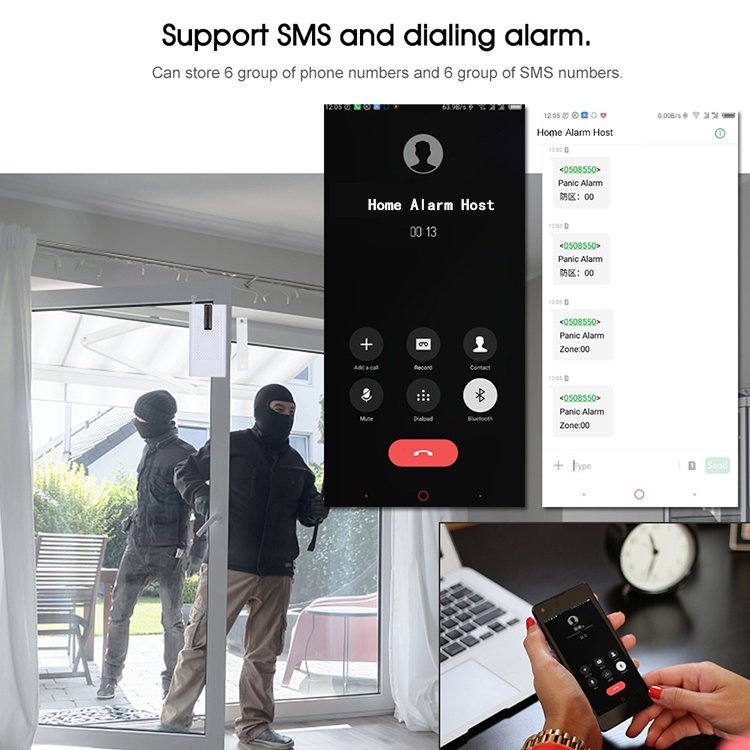 Tuay Smart Home Product 433MHz Wireless + GSM SMS Home Burglar Security Alarm System With TFT Screen Touch Keypad