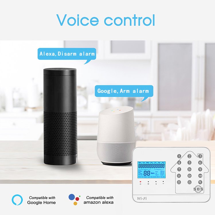 Tuay Smart Home Product 433MHz Wireless + GSM SMS Home Burglar Security Alarm System With TFT Screen Touch Keypad