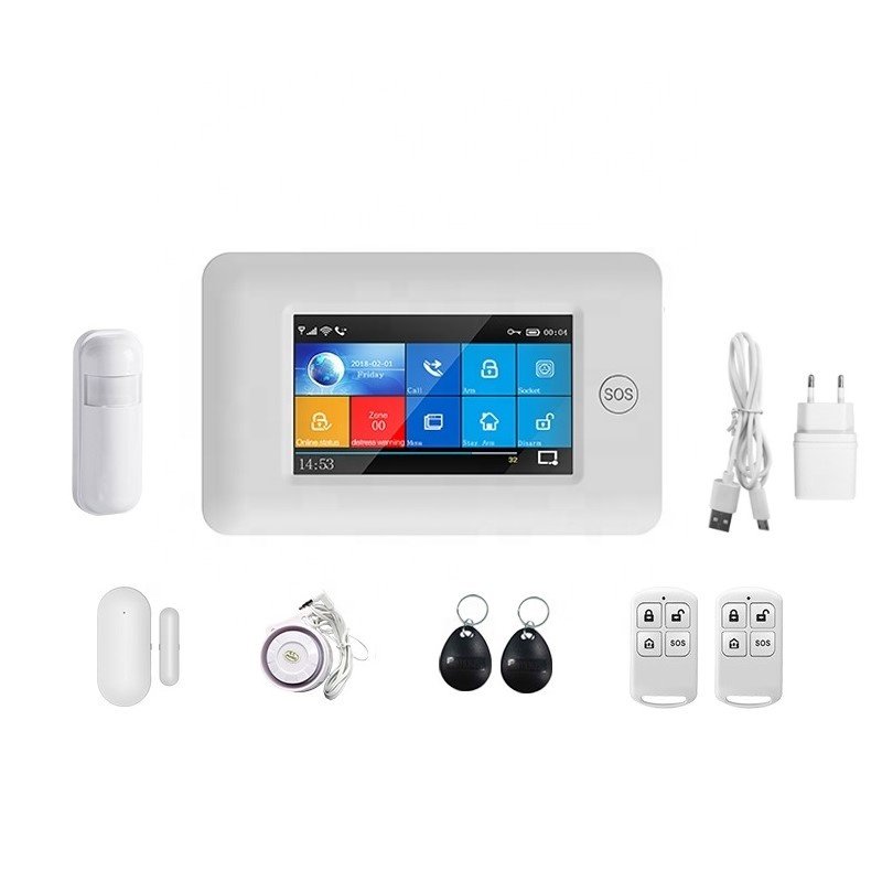 4.3'' Full Touch Screen 10 Languages GSM SIM Card Wireless GPRS Smart Life App Tuya WiFi Home Alarm System With Sensors