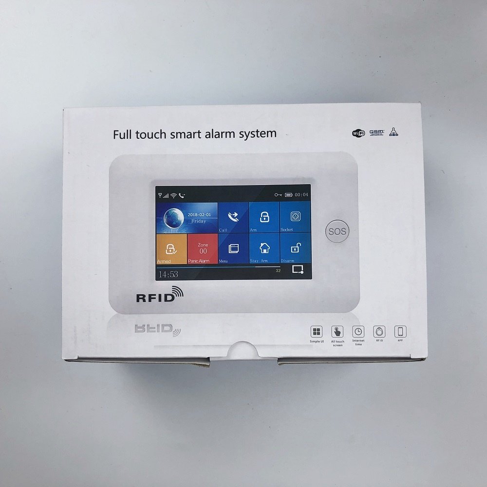 4.3'' Full Touch Screen 10 Languages GSM SIM Card Wireless GPRS Smart Life App Tuya WiFi Home Alarm System With Sensors