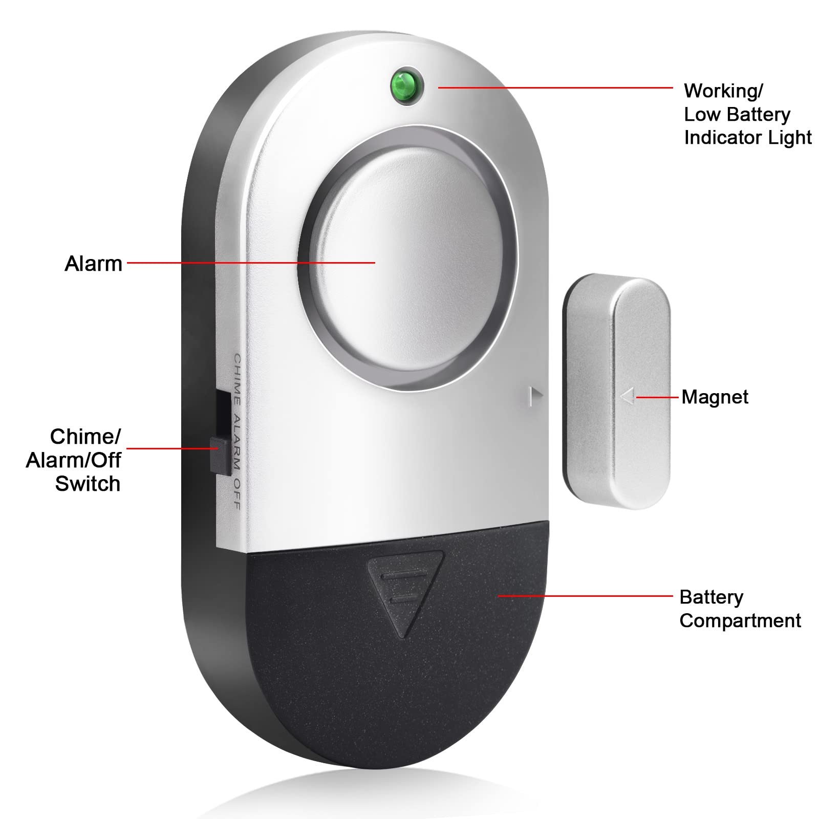 Custom LOGO Door Window Alarm Home Security Wireless Magnetic Sensor Burglar Anti-theft 125DB Alarm with Batteries