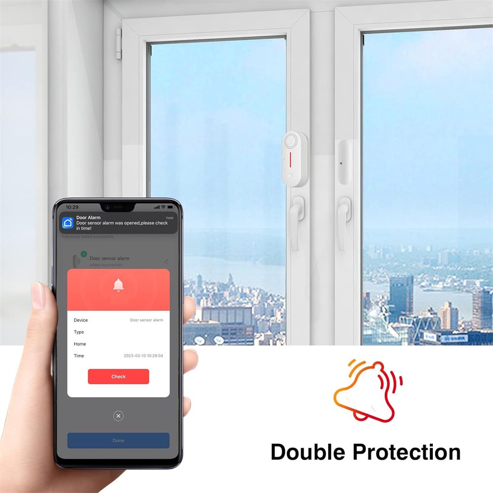 Tuya WiFi Window and Door Entry Alarm System Hanging Door Sensor Alarm for Enhanced Security