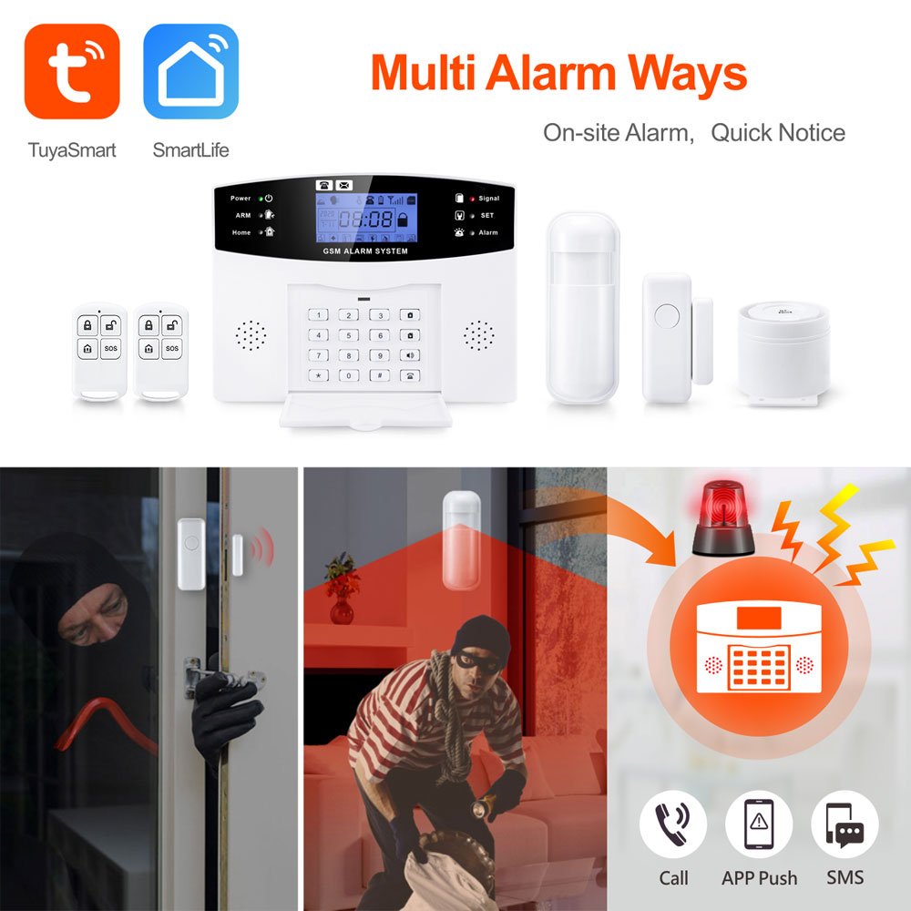 Hot Selling Tuya Smart Home Alarm 200 Wireless & 8 Wired Zones WiFi +GSM Security Alarm System PST-PG500-TY