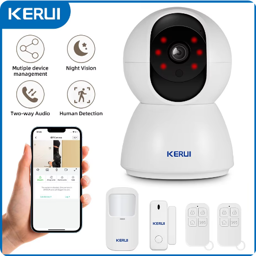 KERUI IOT Security System 3MP Network Camera With Sensor PIR Detector System APP Control Smart Wireless Home Security System