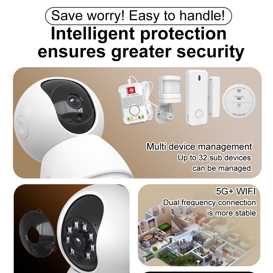 KERUI IOT Security System 3MP Network Camera With Sensor PIR Detector System APP Control Smart Wireless Home Security System