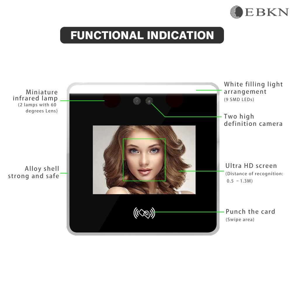 Cloud Software Biometric Face Scanner Punch Card Biometrc Time Attendance System