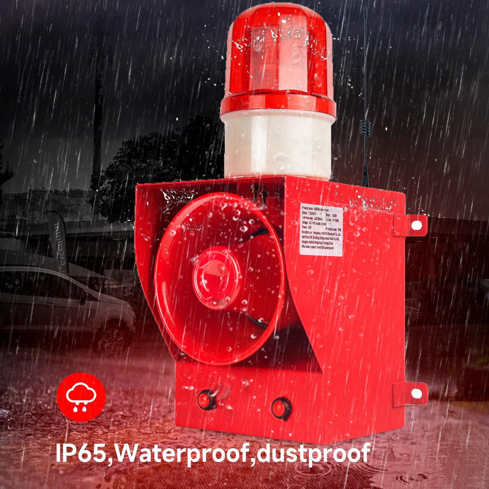 45W powerful 6 buttons of 500m wireless alarm system waterproof and dustproof 130dB LED strobe warning light sound alarm