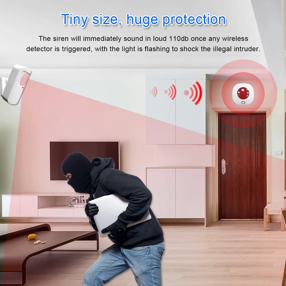 Tuya Smart Home Wifi Strobe Siren Alarm 110dB Loudspeaker Indoor Wireless 433MHz Siren Security Alarms For Tuya GSM Alarm System