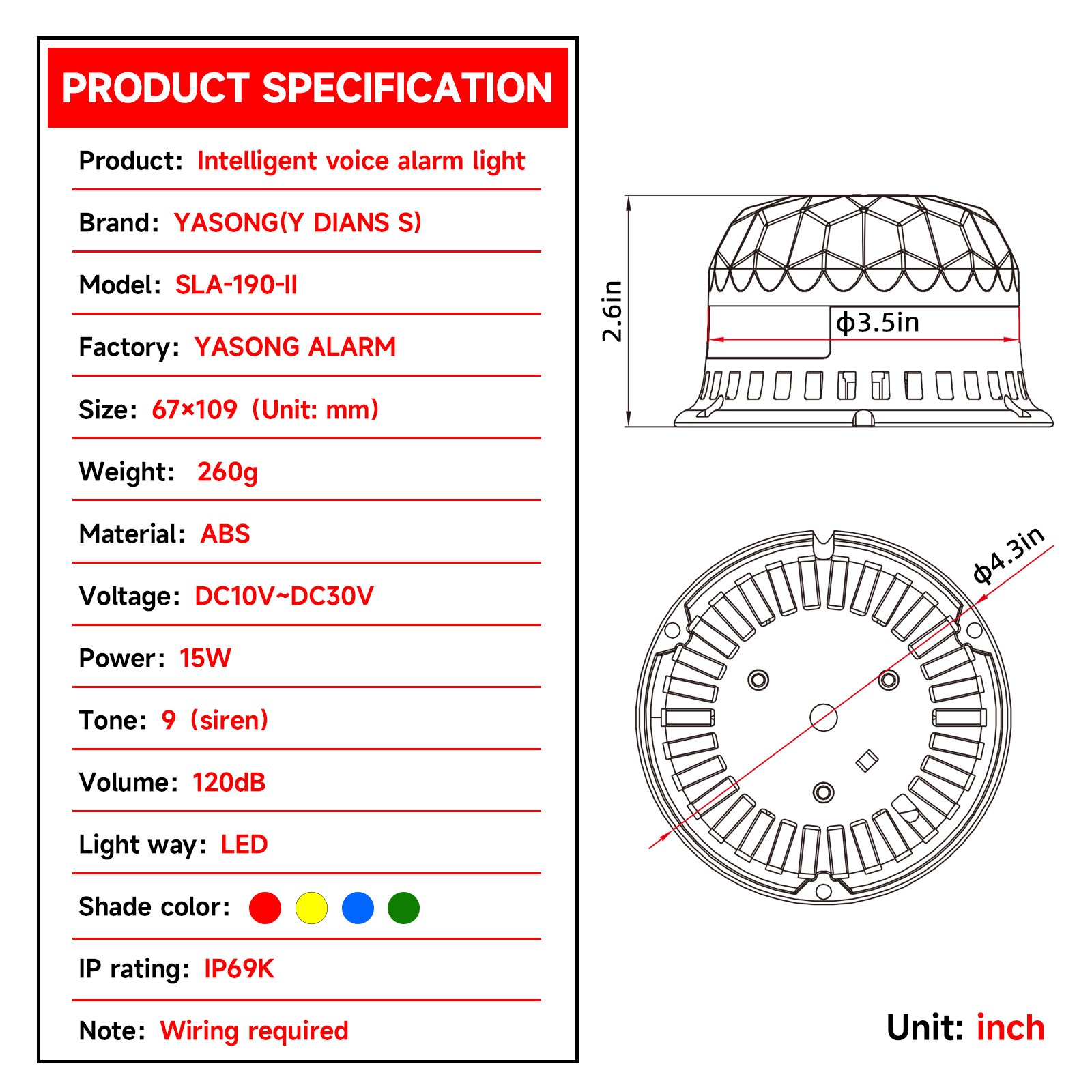 Hot Selling Intelligent Voice 120dB Waterproof LED Warning Light Motorcycle Truck Vehicle Alarm System with Flashing LED Lights