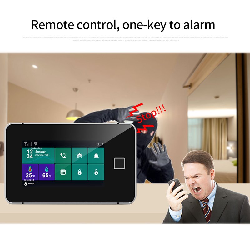 12 languages switch menu touch screen app command wireless smart secure alarm system via smartphone