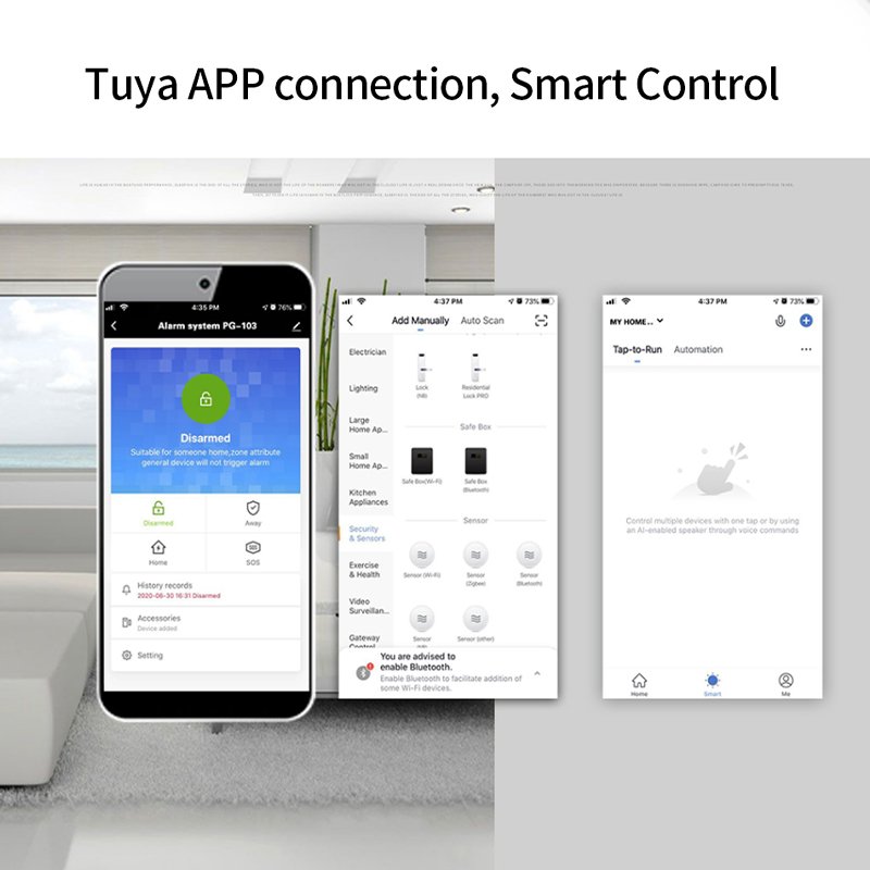 12 languages switch menu touch screen app command wireless smart secure alarm system via smartphone