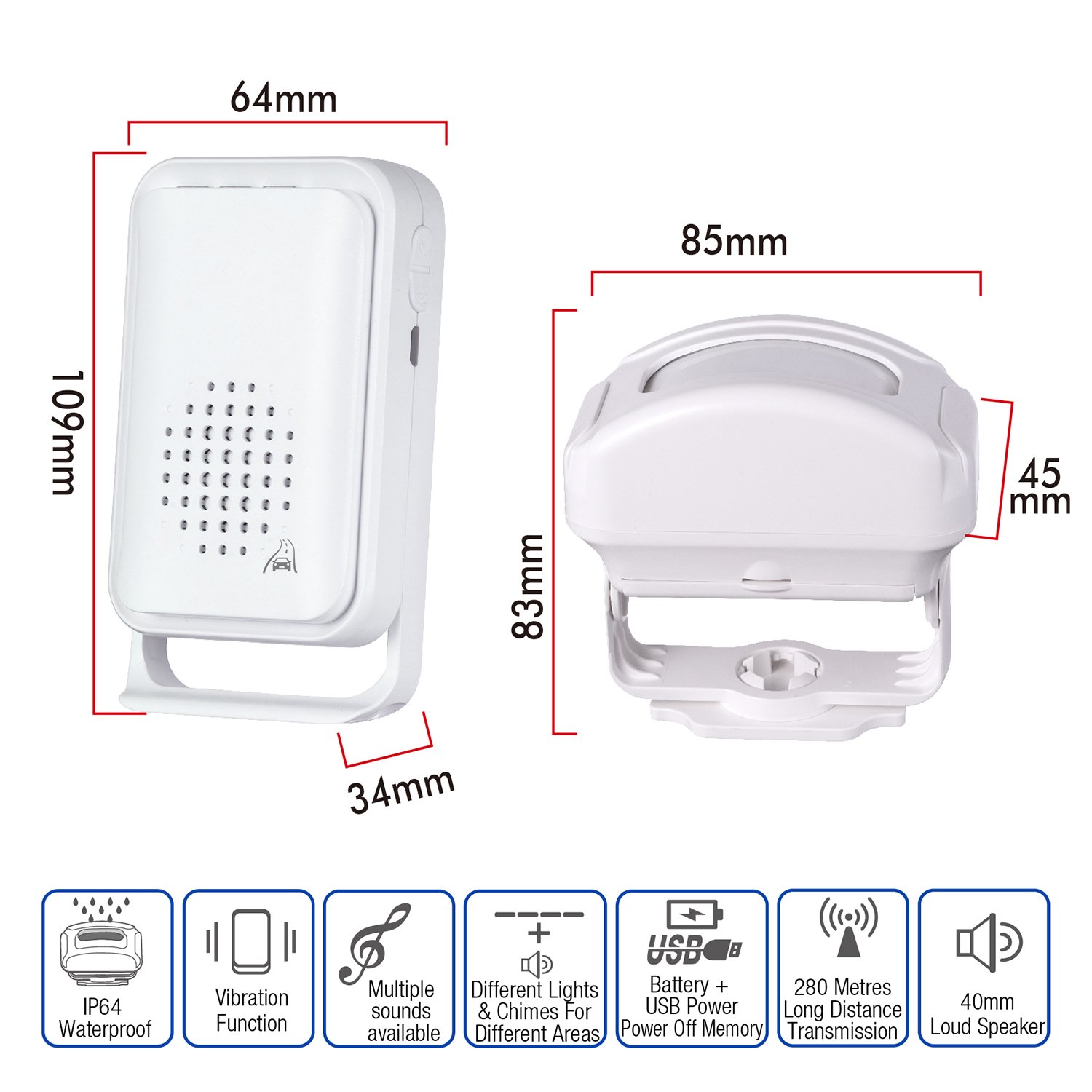 Long Range Wireless Driveway Alarm Outdoor Weather Resistant Motion Sensor&Detector Security Protect Outdoor/Indoor Property