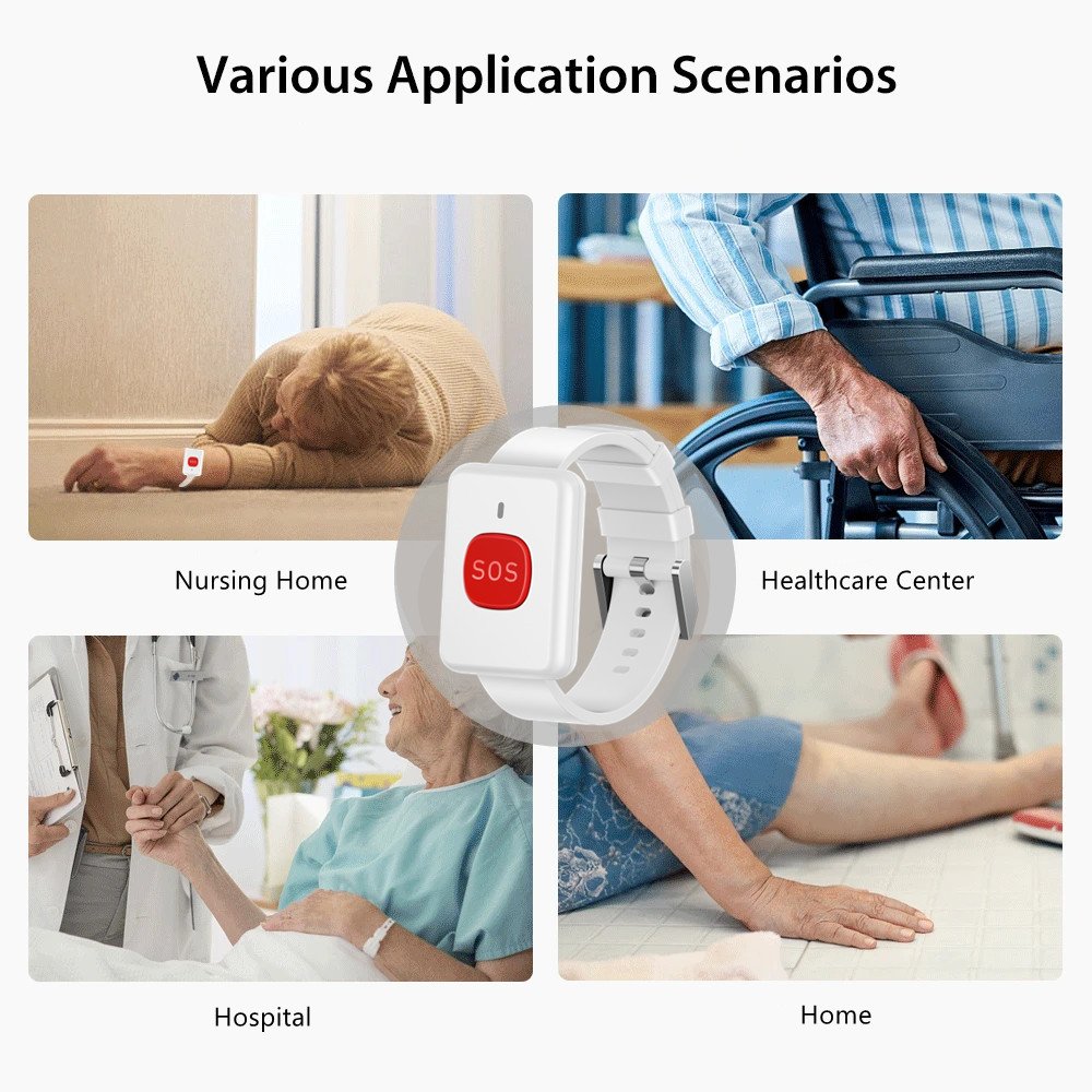 Wearable Wireless SOS Watch 433MHz Wristband Panic Button for Emergency & Security Alarm System
