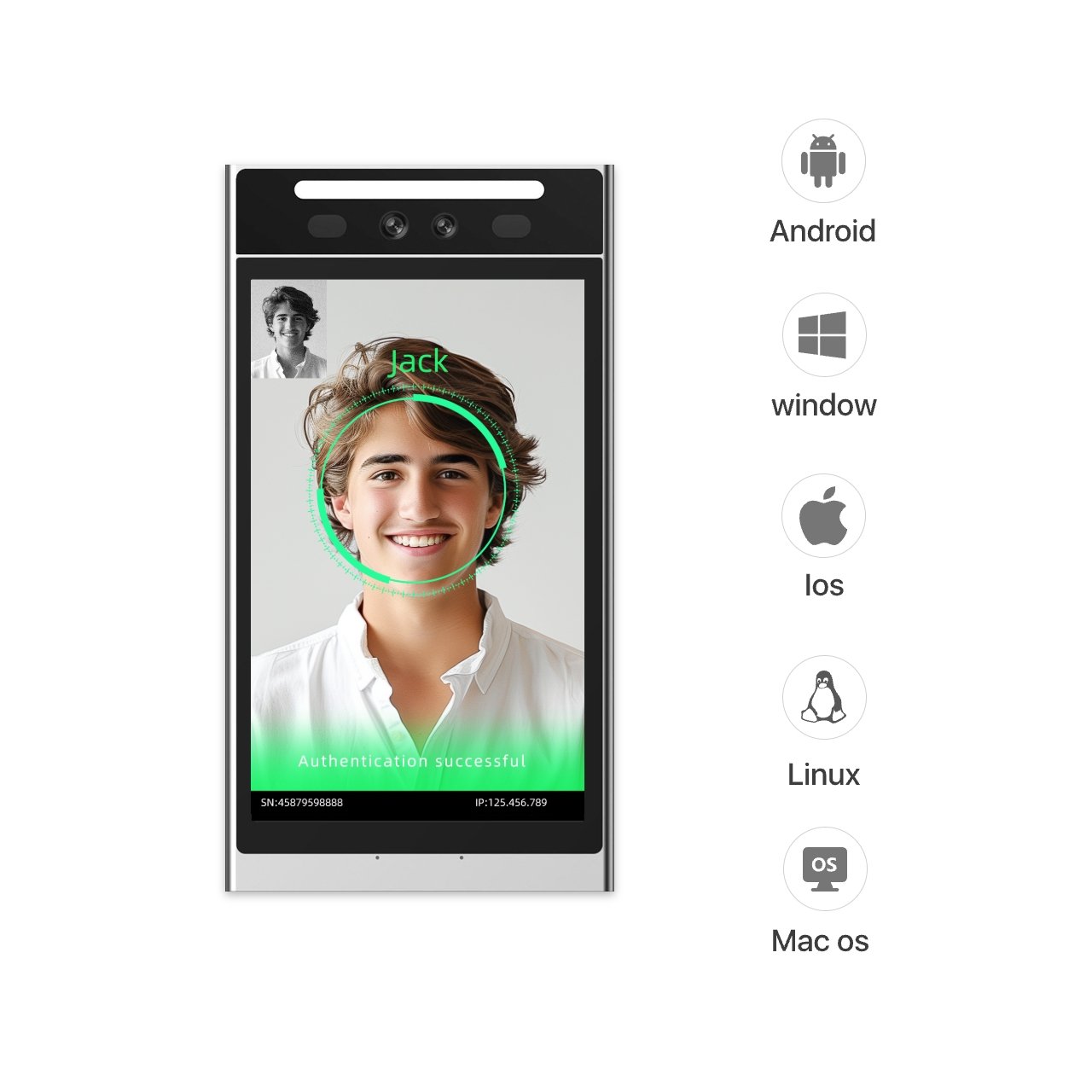 VF205 IP66 Waterproof lLinux Face Recognition Terminal 8-inch Touch Screen Access Control Device Biometric Access
