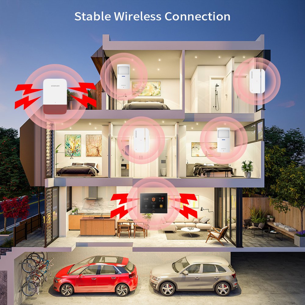 staniot LoRa Version Home Alarm System 7'' HD Touch Screen WiFi+4G Wireless&Wired Burglar Security System 500m Long Distance