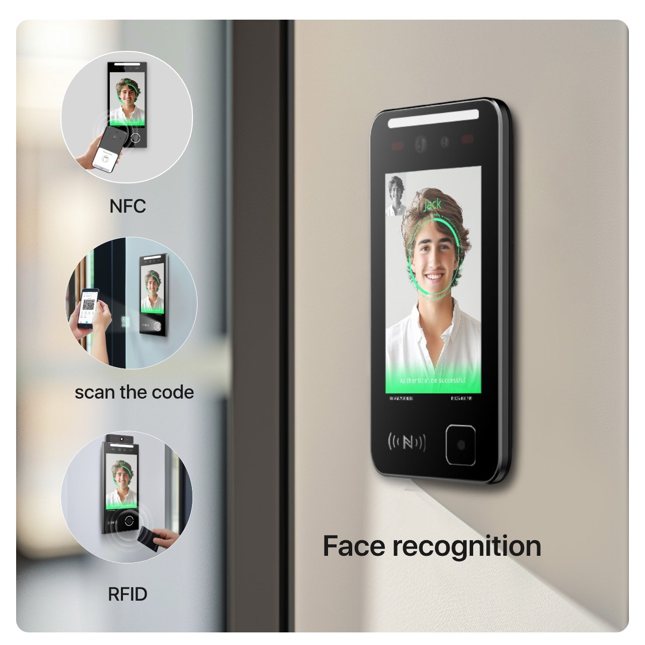 COOLCODE VF114 6-inch Biometric Face Recognition Device Temperature Detection Camera Measurement Door Lock Access Control System