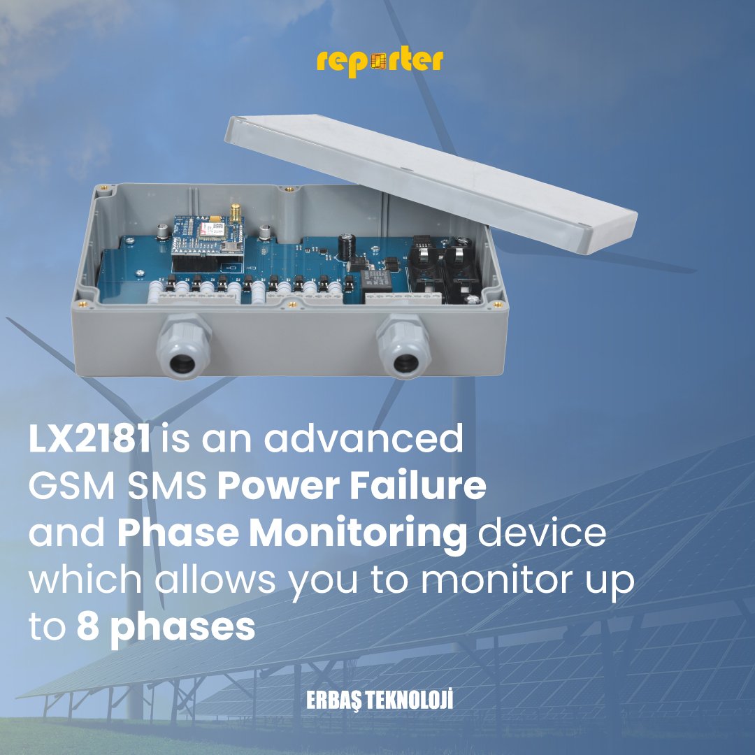 REPORTER LX2181A 2G GSM SMS 8 PHASE POWER FAILURE ALARM & MONITORING DEVICE FOR FACTORIES SERVER SYSTEM ROOMS FARMS EGG PLANTS