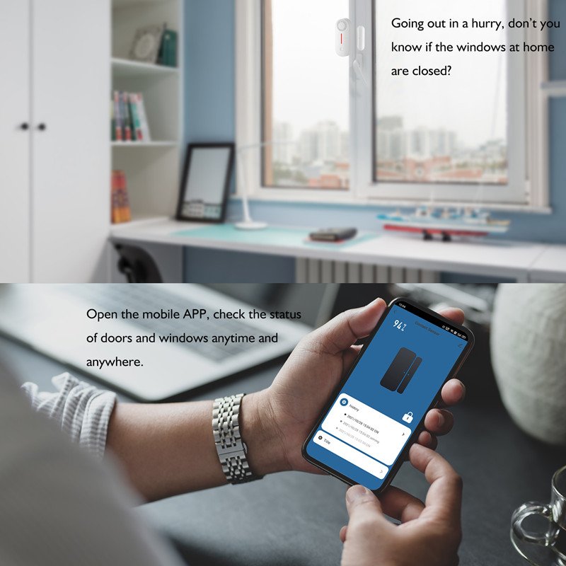 Sensor de Puerta Para Domotica Alarma de Puerta Inteligente Wifi Tuya Smart Door Sensor for Smart Home Security & Automation