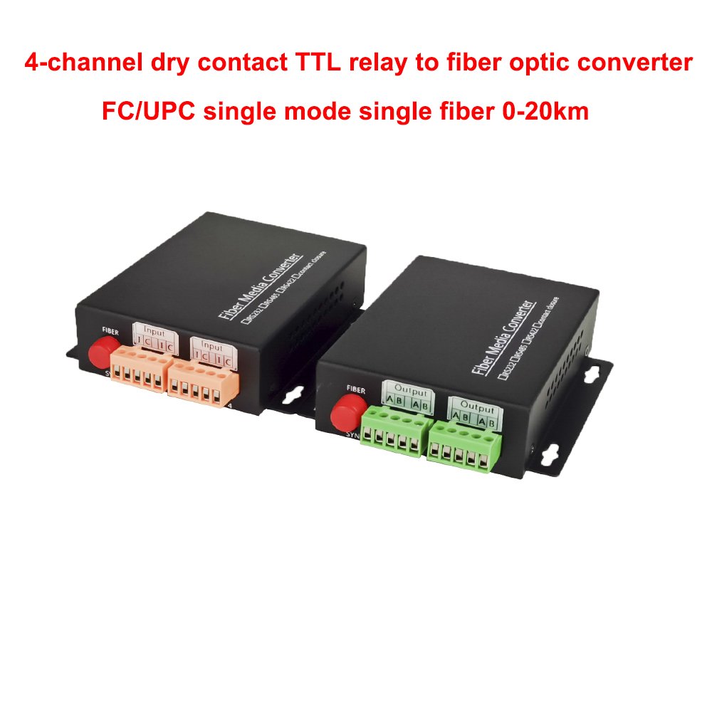 4 Channel Alarm Signal Simplex Contact Closure Over Fiber Burglar Over Fiber Extender Relay Output Transmitter And Receiver