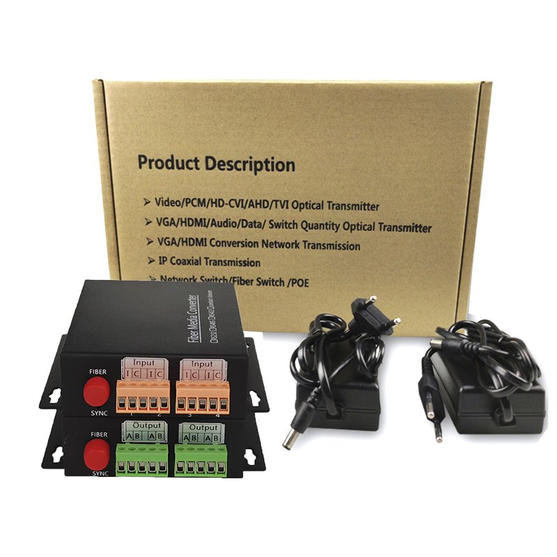 4 Channel Alarm Signal Simplex Contact Closure Over Fiber Burglar Over Fiber Extender Relay Output Transmitter And Receiver